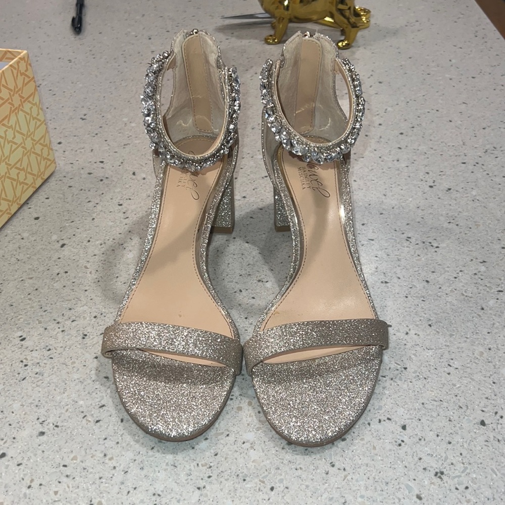 Gold sparkle heels